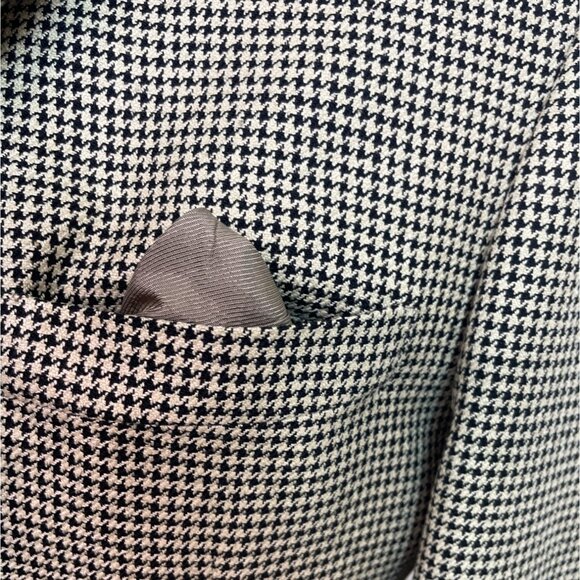 Nordstrom Mens Black and Beige Houndstooth Blazer Euro-300 Tailored USA Size M - Picture 5 of 11